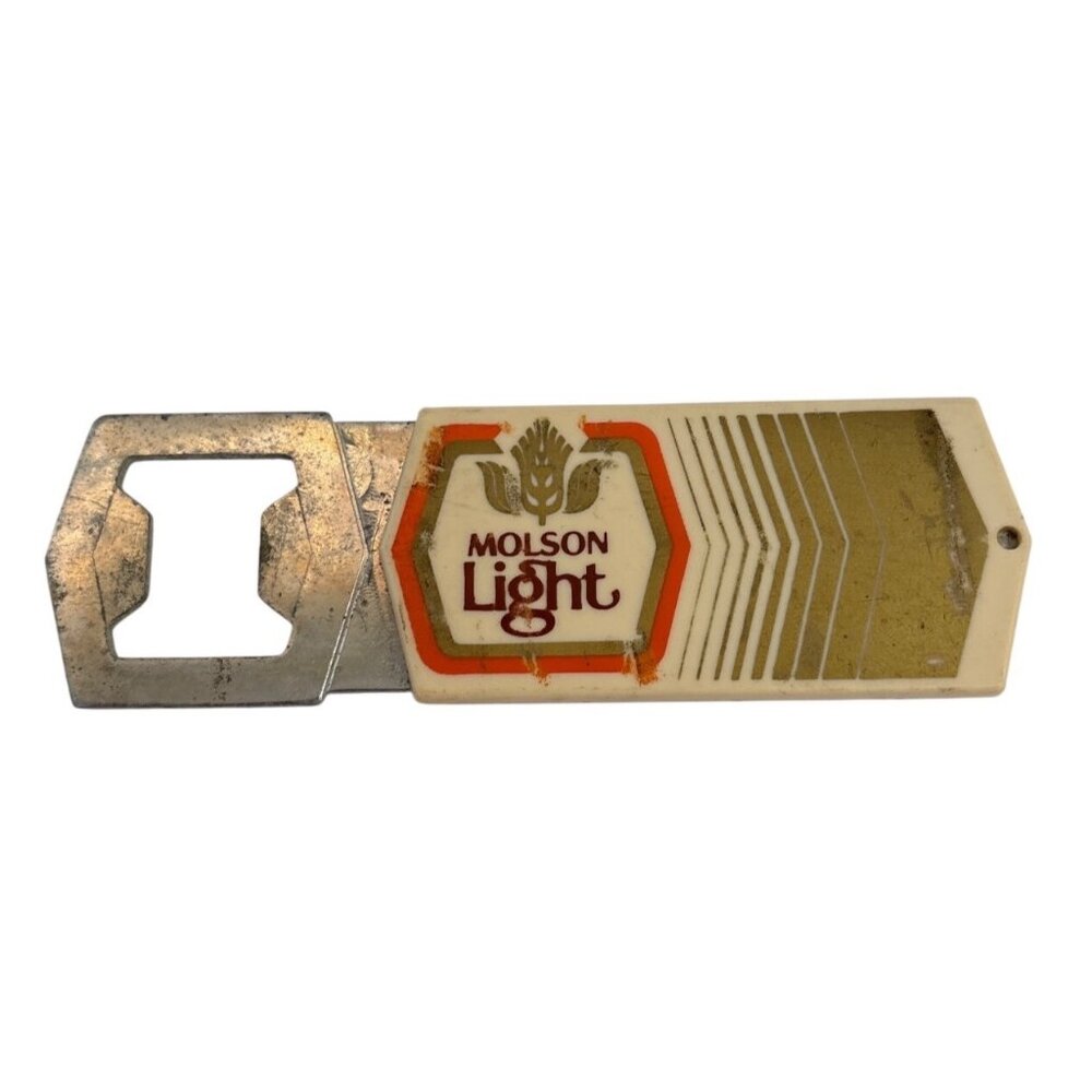 Molson Light Bottle Opener Metal & Plastic '70s Beer Advertising Barware Vintage